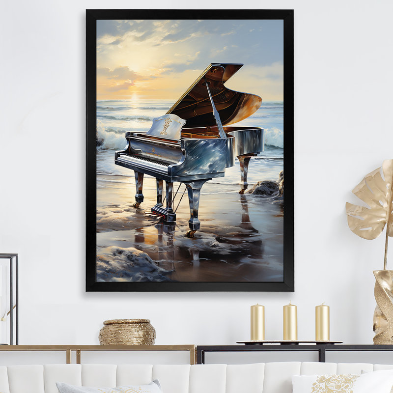 Piano Oceans Orchester, H 44 po x l 34 po x P 1,5 po, Cadre simple noir