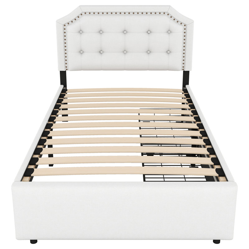 Sakath Upholstered Storage Bed, Beige