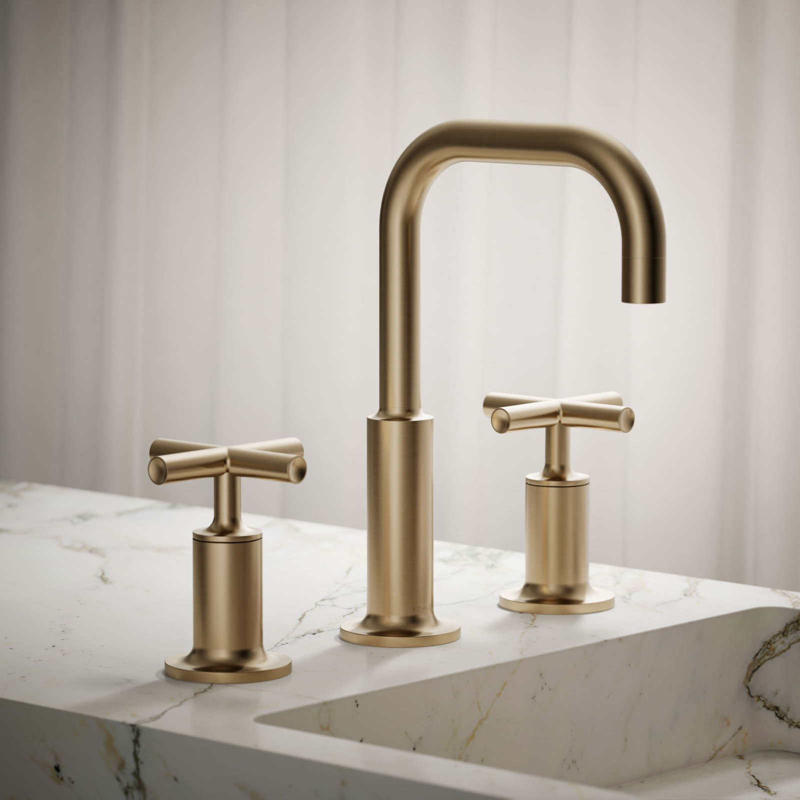 Purist High-Arc Cross-Handle Widespread Faucet, Vibrant Brushed Bronze