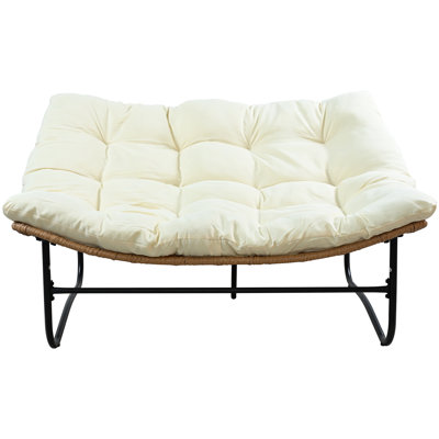 Rattan Patio Sofa Loveseat with Thick Cushion