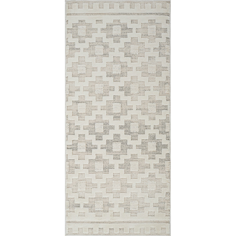Rug Branch Talis Geometric Washable Indoor Doormat Rug 2' x 4' Beige Cream Modern Area Rug, Stain-Resistant Carpet for Living Room, Bedroom, Dining Room, Kitchen & Home Office