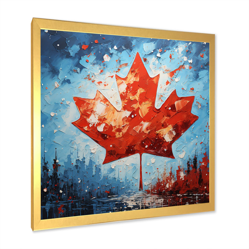 Drapeau du drapeau canadien II - impression, Cadre doré à une seule photo, H 36 po x l 36 po x P 1,5 po