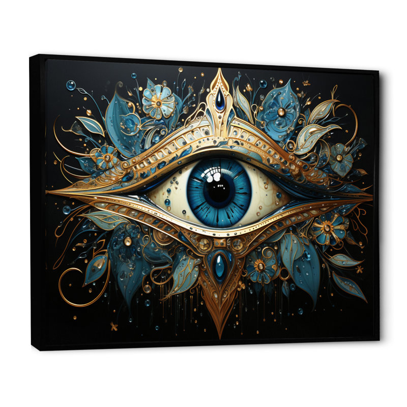 Judaism Hamsa Blessings Eye I - Judaism Wall Art, H 16 po x l 32 po x P 1 po, Cadre flottant noir