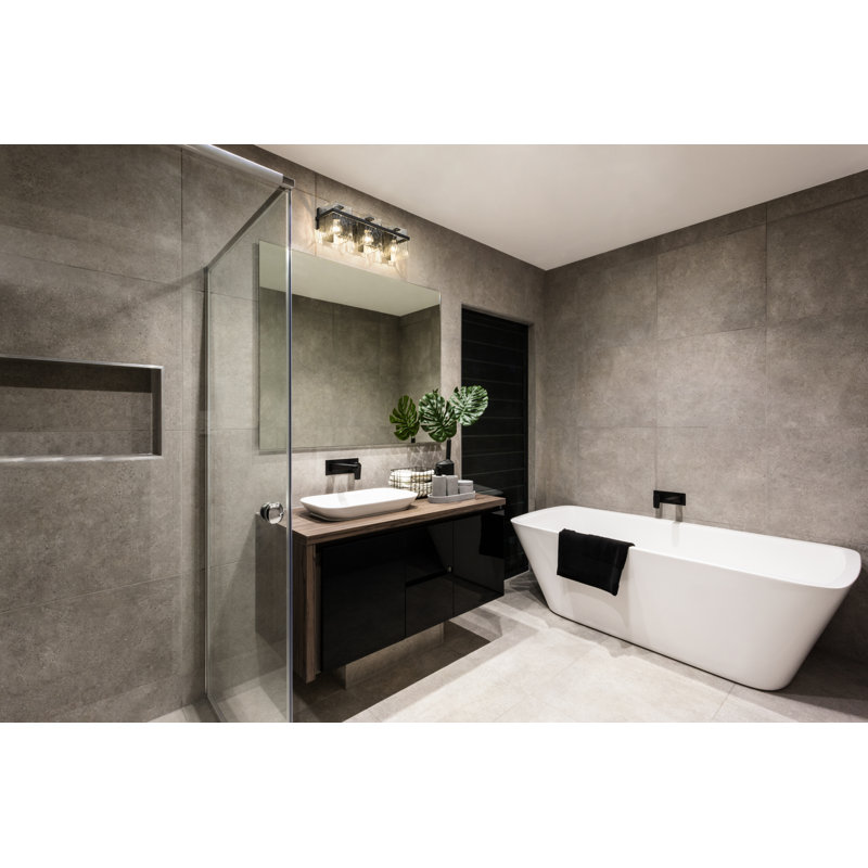 Éclairage pour meuble-lavabo Arene, Noir mat, 7"H x 22.25"W x 5.5"D, 3 Lights