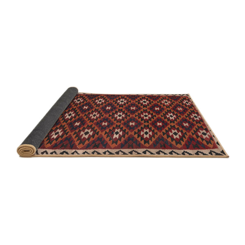 Tapis décoratif rouge Wymer Southwestern, Rond 8 pi