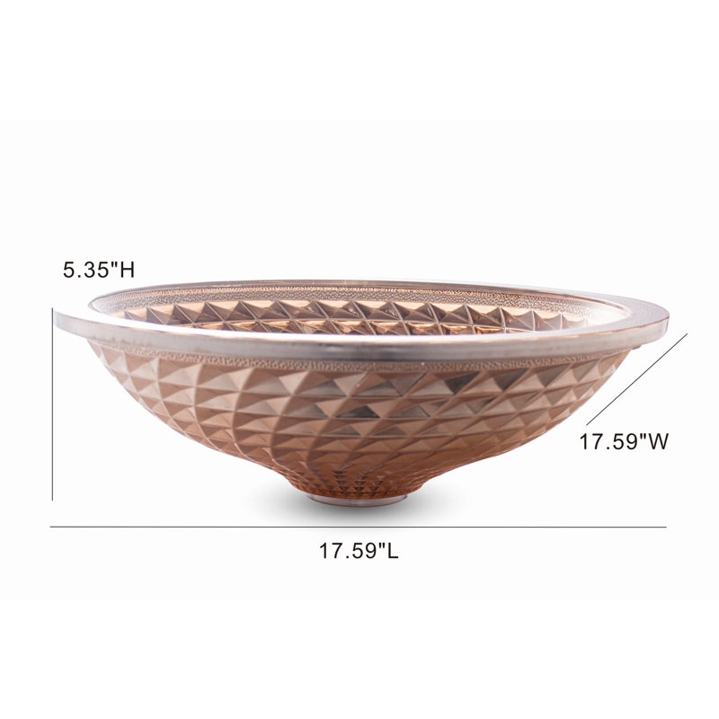 17.59'' Glass Oval Vessel Bathroom Sink, Coffee Golden