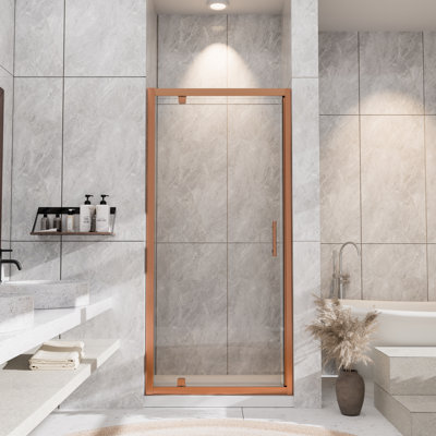 30 po - 31,5 po X P 72 po Porte de douche pivotante réversible à cadre en H avec verre trempé nano-enduit, bronze huilé