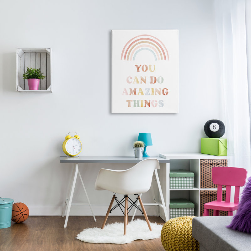 «Uplifting Pastel Rainbow Quote» par Daphne Polselli, art textuel sur toile tendue, H 40 po x l 30 po x P 1,5 po