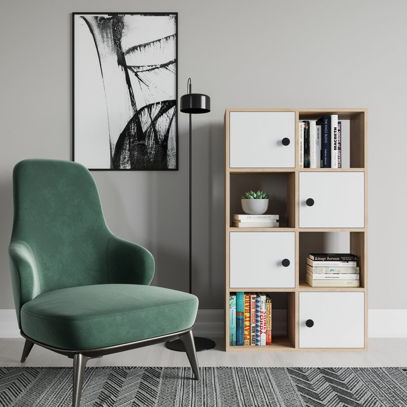 Tilton Bookcase, Oak/White, (3 Shelves) 28"H x 37"W x 10"D