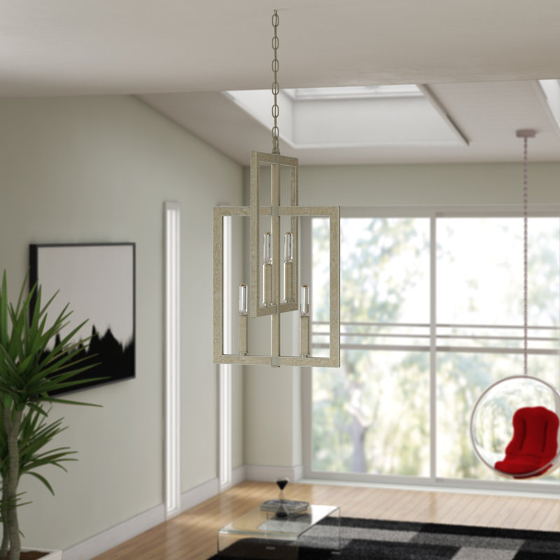 Biay 4 - Light Lantern Geometric Chandelier, Gold Twilight