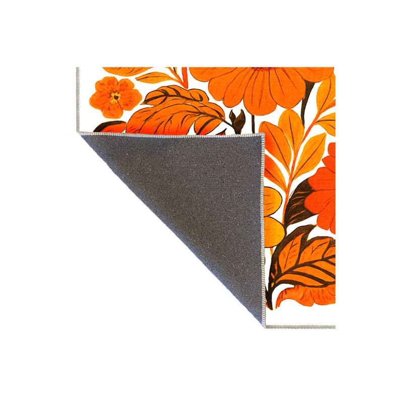 Tapis noir tissé à motif floral lavable Mosso, 3'3" x 4'11"