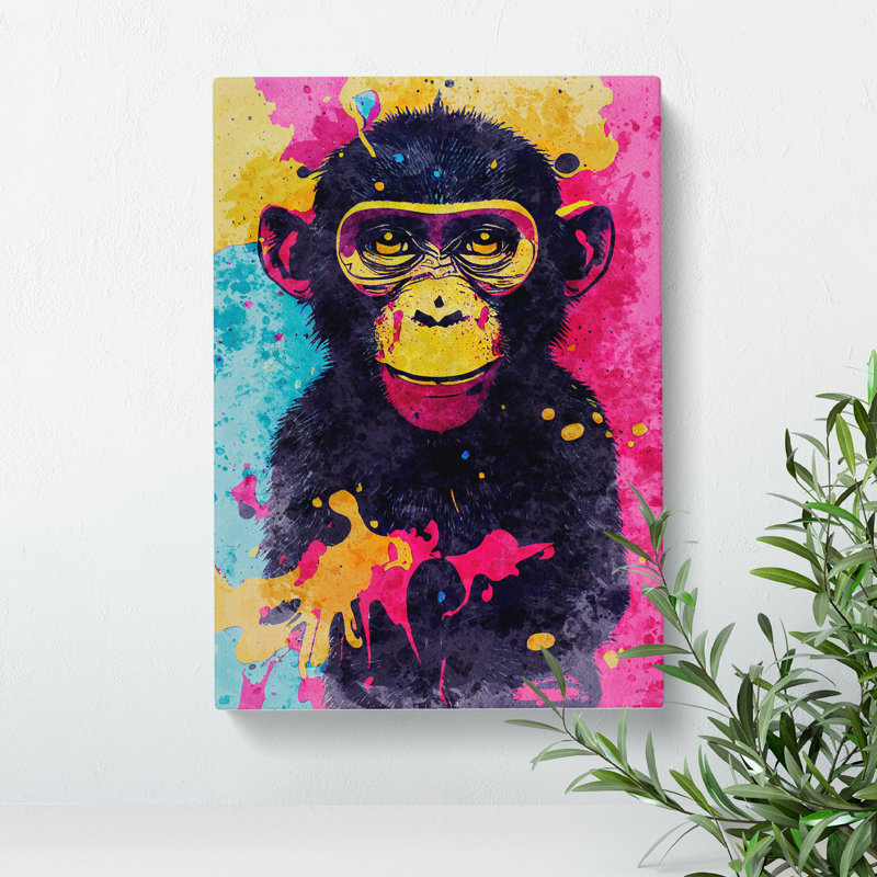 Paint Splash Monkey No.4 - Wrapped Canvas, 50cm H x 35cm W x 3cm D