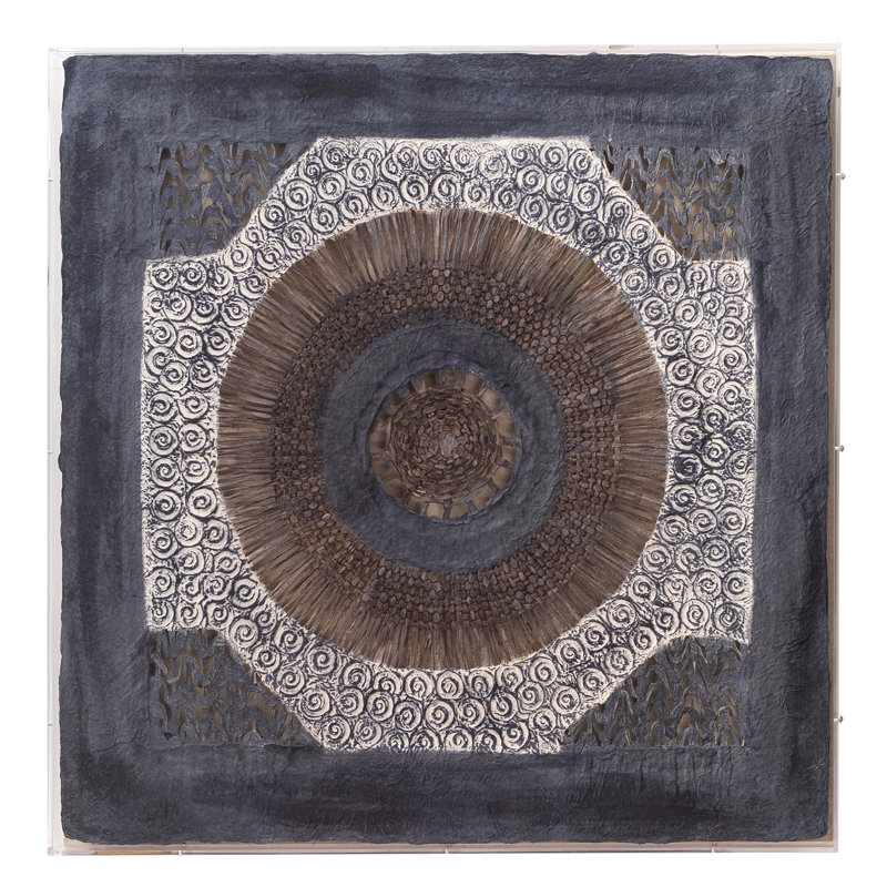 Batik Square Blue and Brown Framed Wall Art