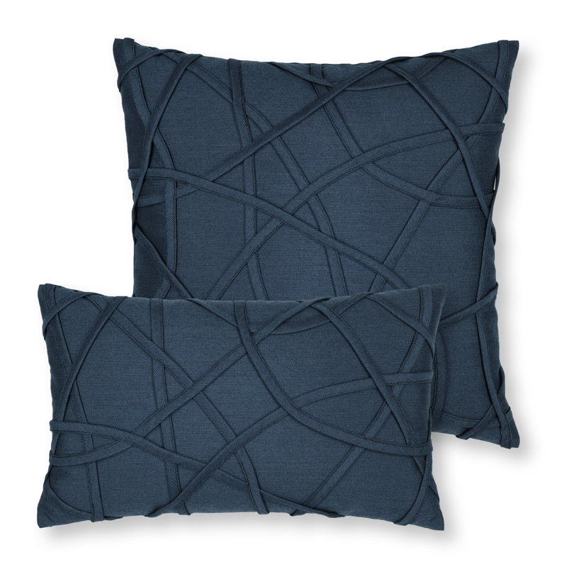 Illusion Indigo Square Performance Pillow Cover & Insert, Navy