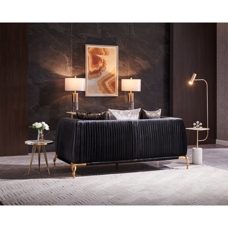 Mehalick Loveseat, Black Cotton Blend