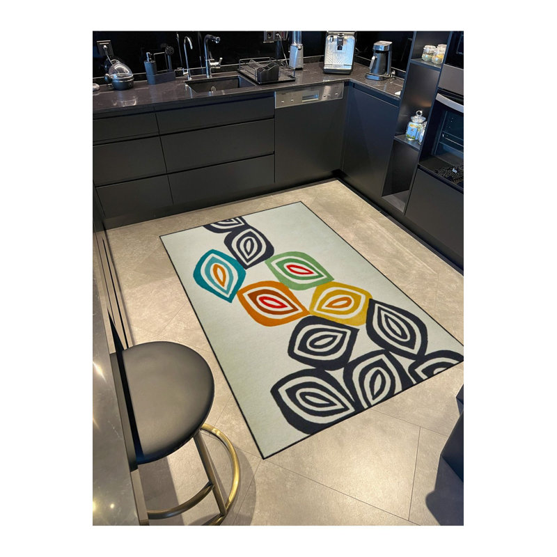 Tapis tissé multicolore lavable à la machine, Rectangle 5 pi 1 po x 7 pi 7 po