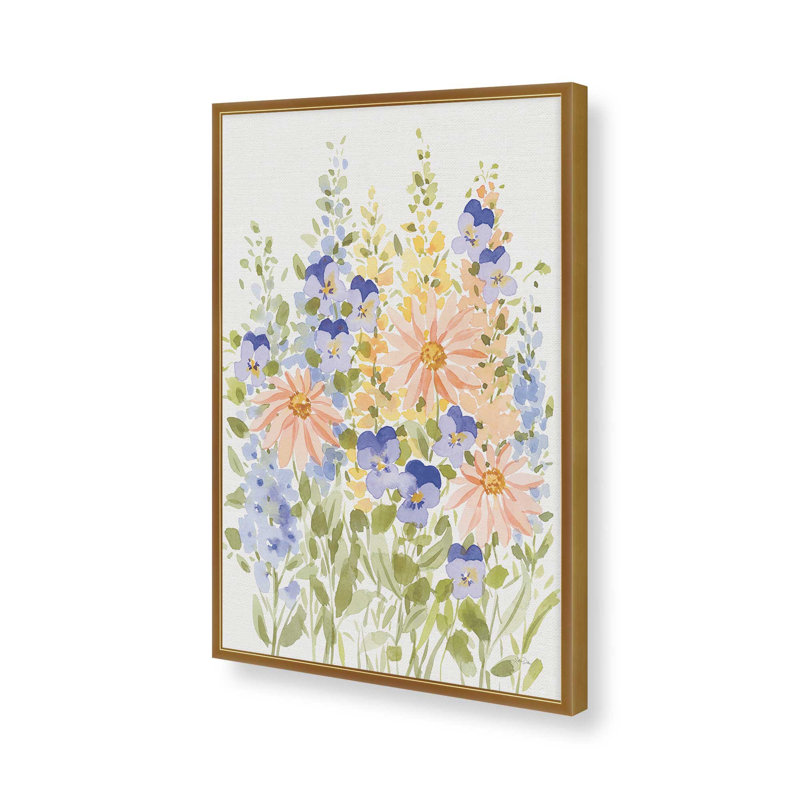 «Spring Celebration VI» par Katrina Pete, reproduction d'art, H 16 po x l 12 po, Or