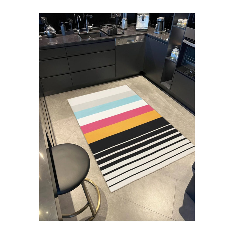 Tapis horizontal tissé à motifs de couleurs pastel, Rectangle 2 pi 4 po x 4 pi
