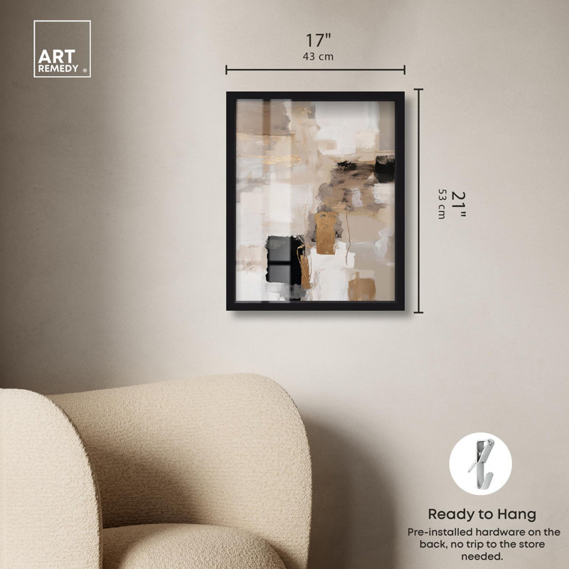 «Urban Contrast II Shadowbox Print Neutral Boho Art» par Art Remedy, H 21 po x l 17 po, Noir