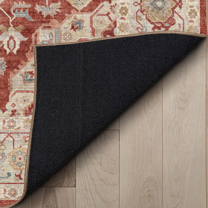 Summit Red Beige Medallion Oriental Area Rug, Rectangle 9'10" x 13'