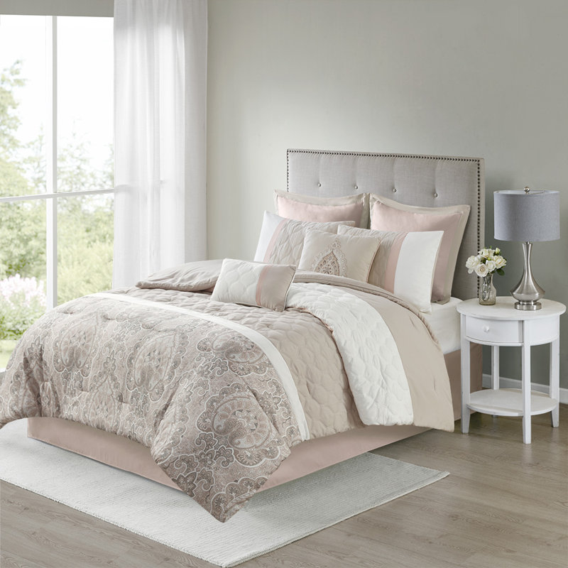 Ensemble d'édredon grand 8 pièces, Rosé, Édredon grand + 7 articles supplémentaires