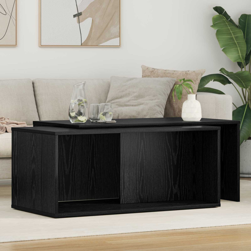 Coffee Table with Storage, Black Oak