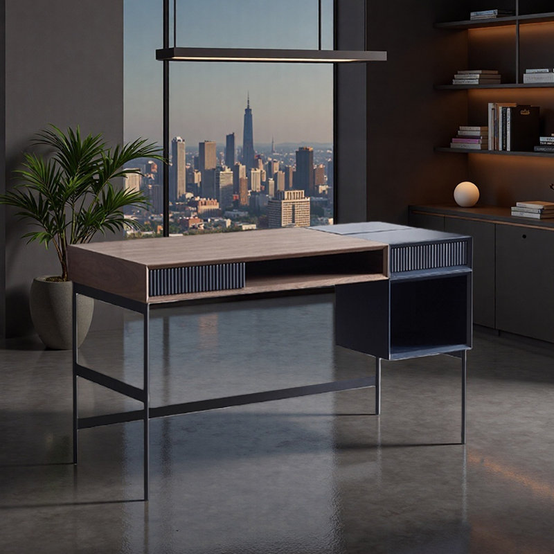Bureau d'écriture avec rangement, Retour à droite, H 29,52 po x l 55,11 po x P 25,59 po