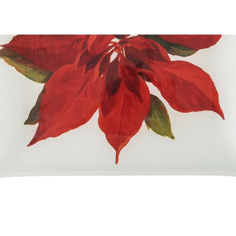 Plateau en verre de Noël poinsettia