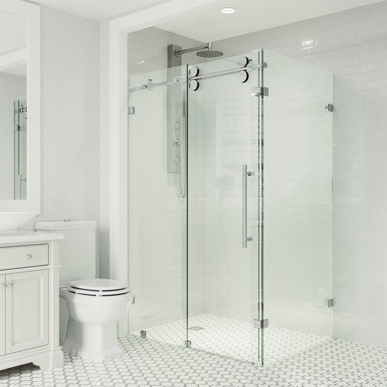 VIGO VG6051CHCL48 Winslow 46" W x 35" D x 74" H Sliding Frameless Shower Enclosure with 3/8  Clear Glass