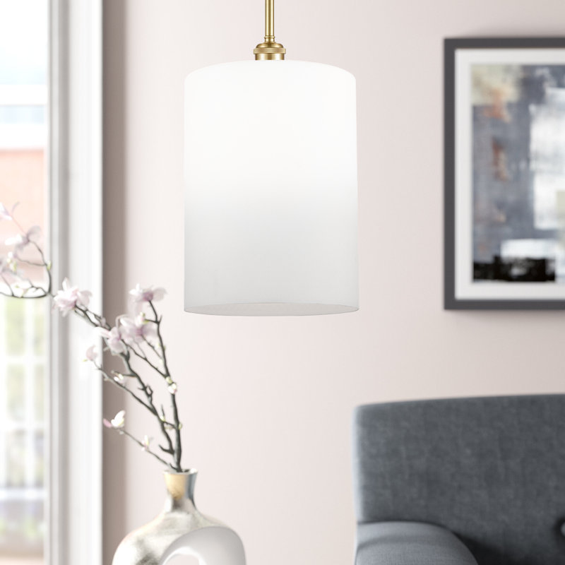 Luminaire suspendu cylindrique à 1 lumière Leilani, Blanc mat, Ampoule non incluse, Or satiné