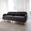 Canapé rembourré à accoudoirs arrondis 76,7 po avec coussins traversins (gris anthracite)-507347178