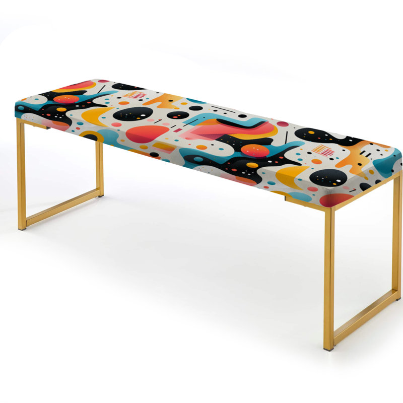 Pink And Blue 1970S Trendy Patterns - Geometric Upholstered Gold Bench