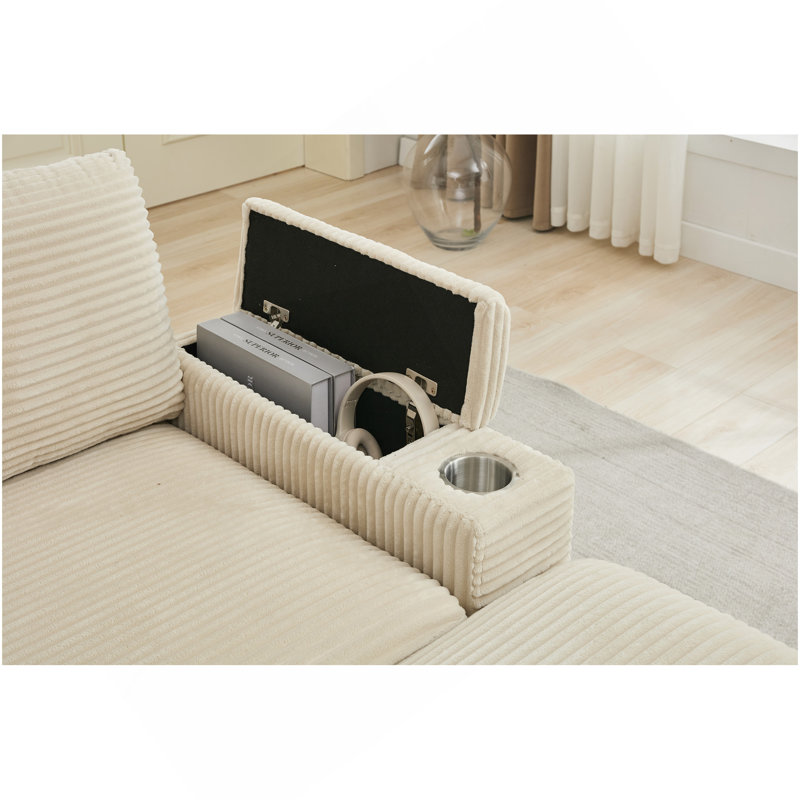 Ensemble de canapé-lit modulaire convertible combiné modulaire, rangement pour accoudoirs, porte-gobelet en acier inoxydable, USB, canapé rembourré, siège profond, salon, mezzanine, appartement, bureau, 2 couleurs