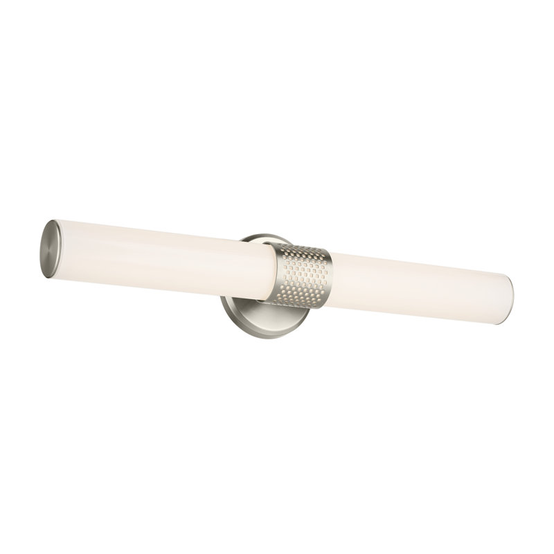 Barre de bain 24,25 "à DEL moyen avec verre blanc, Nickel brossé