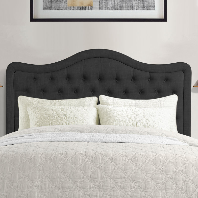Upholstery Adjustable Headboard with Fine Linen  and Button Tufting for Bedroom, Black, King