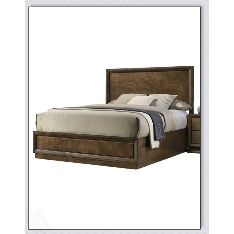 Mobilier de chambre à coucher à panneau en bois de noyer 1 pi, Très grand lit