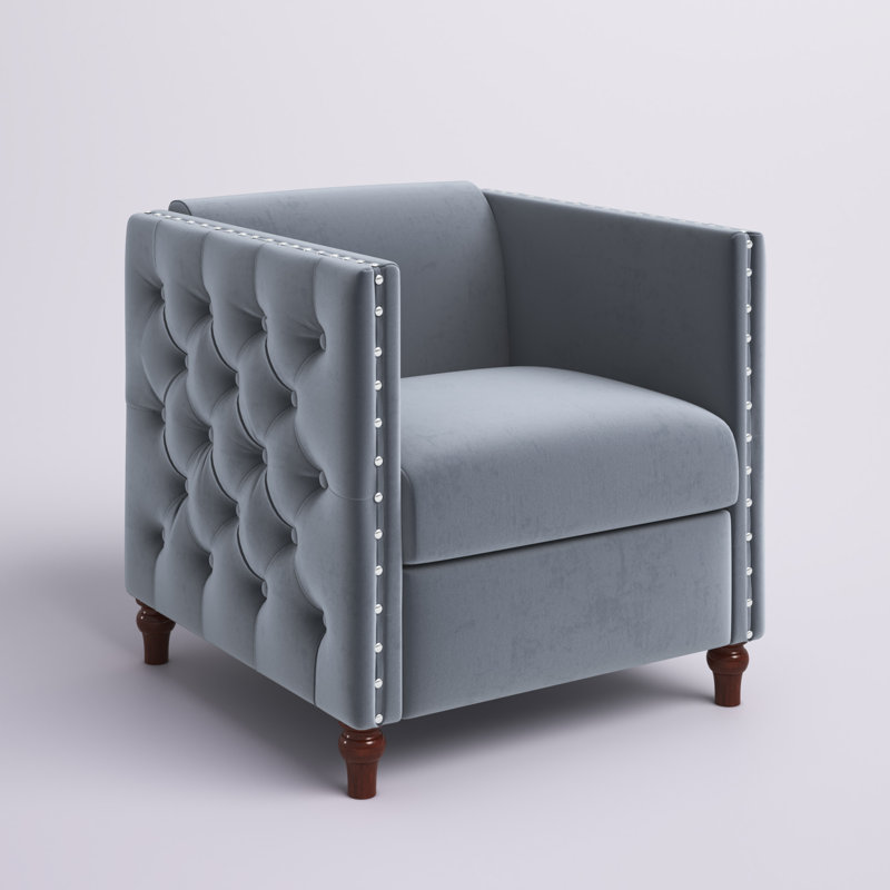 Memphis Velvet Armchair, Gray Velvet