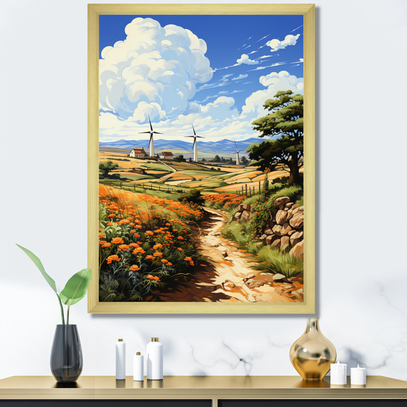«Wind Turbines», impression sur toile, H 20 po x l 12 po x P 1 po, Cadre doré à une seule photo