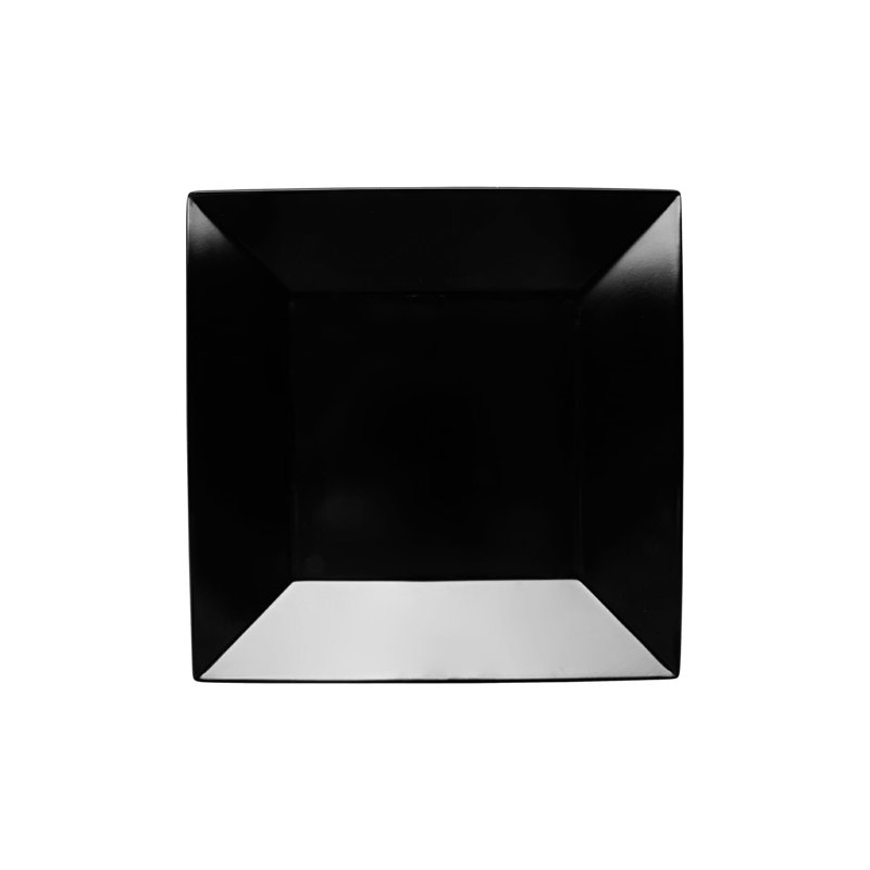 Melamine Break-Resistant Square Dinner Plates, 10", Black
