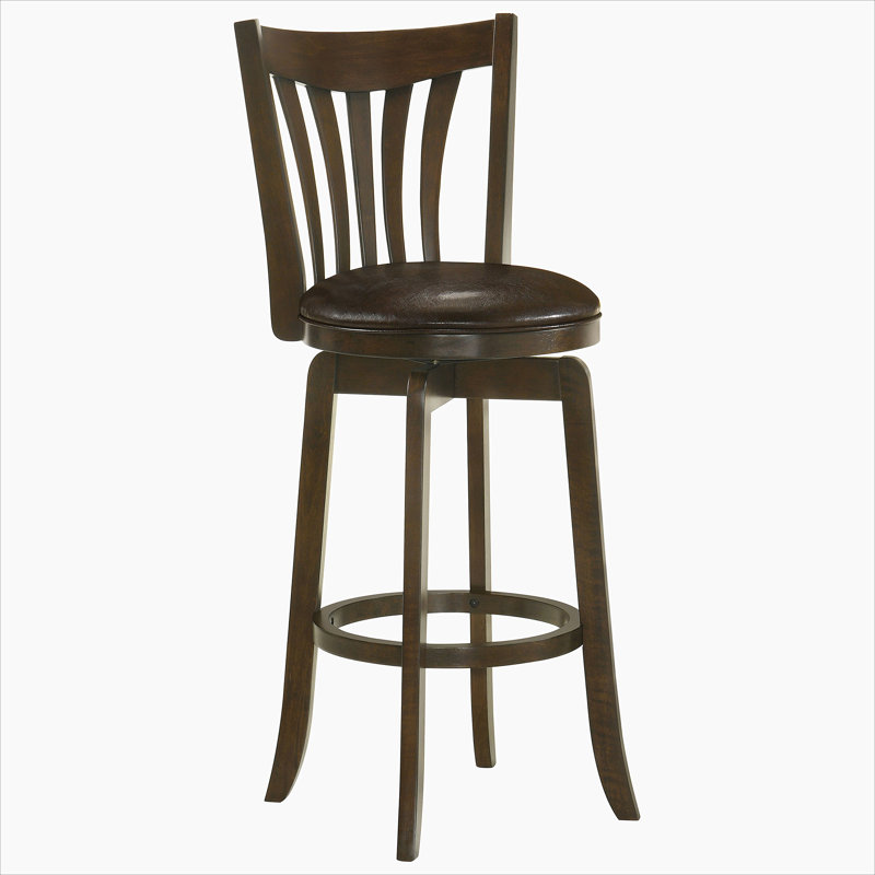 Chaise de bar pivotante en cerisier foncé