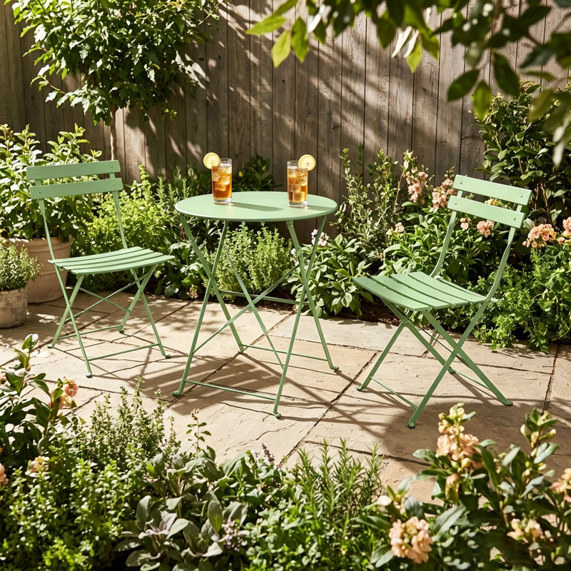 Olilawn Halloween Outdoor Set, 3-piece Folding Outdoor Patio Furniture Set, Teal