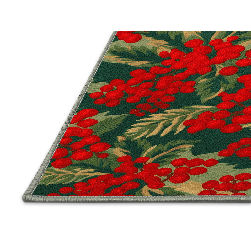 Tapis vert botanique lavable à la machine, Rectangle 7 pi x 9 pi