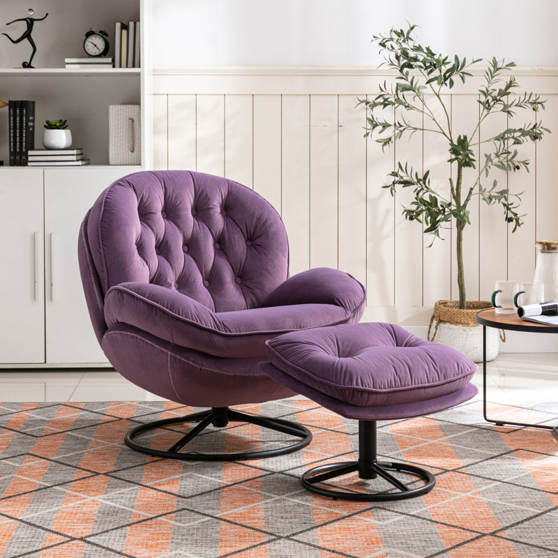 Chaise de salon avec repose-pieds Accent Chair, Mauve