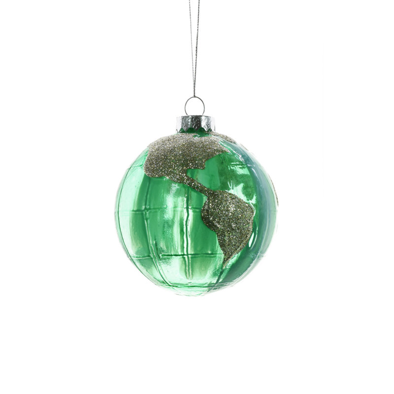 Ornement en forme de globe suspendu vert (paquet de 2)