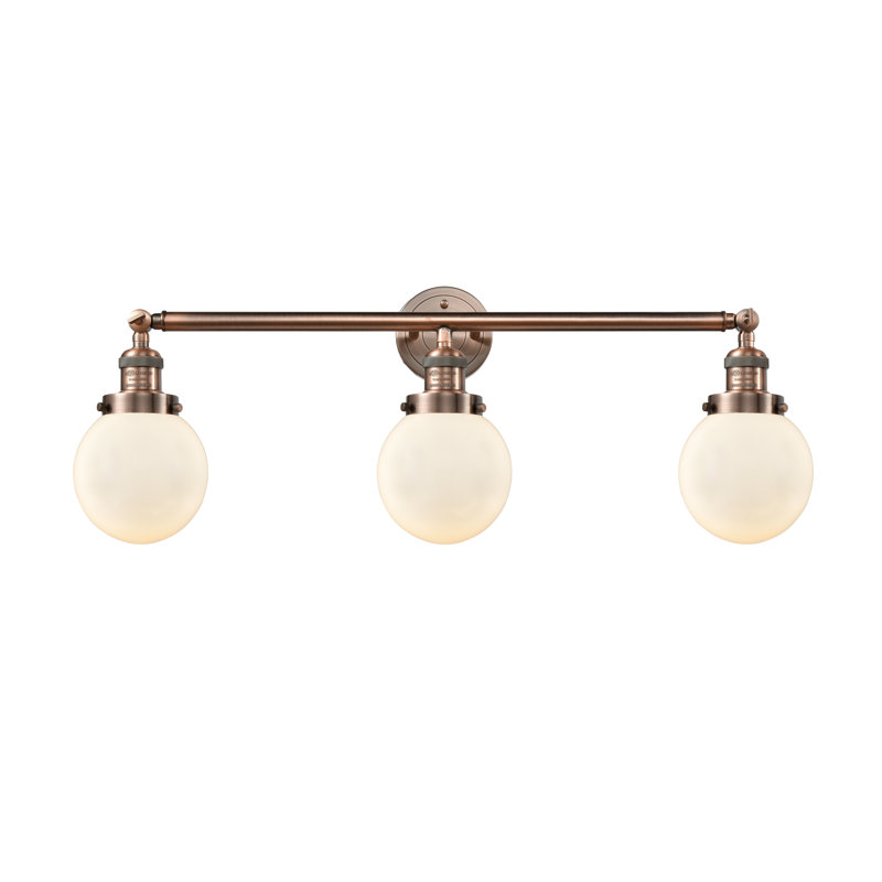 Éclairage de salle de bain à intensité variable 3 lumières Clementina, Blanc mat, Ampoule DEL 6 watts Vinage, Cuivre antique
