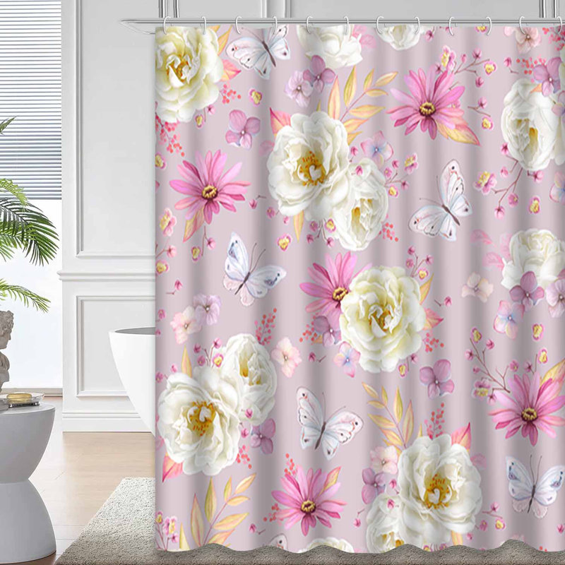 Rideau de douche imperméable Spring Butterflies, L 72 po x l 84 po