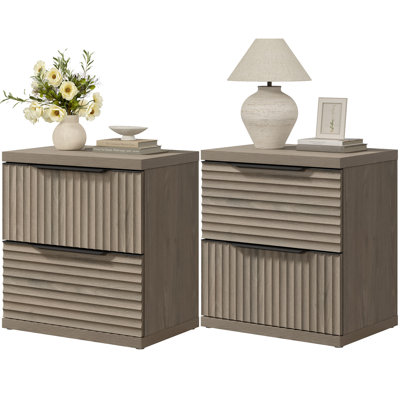 Modern Fluted 2-Drawer Nightstand