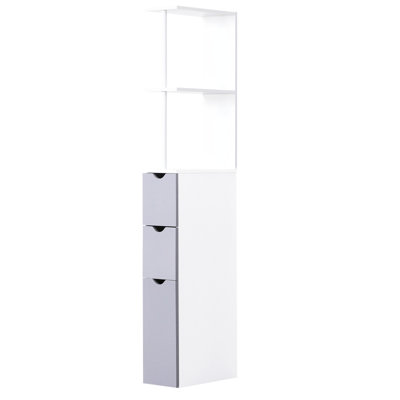 54" Tall Cabinet - Bathroom Storage With 2 Shelves & Drawers, White Narrow Space Saver Linen Tall, Tier Shelf And Drawers For Neat Organization