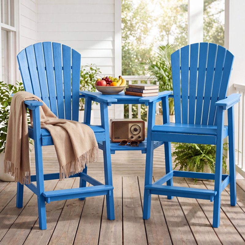 Chaise Adirondack d'extérieur 2 pièces avec table Maybeck, Bleu pacifique