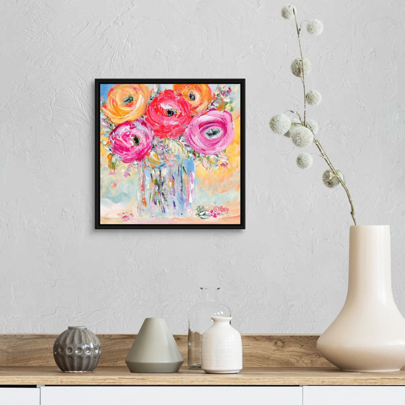 Reproduction d’art sur toile « burst of Bloom » par Robby Ebert, H 14 po x l 14 po, Noir, Impression encadrée